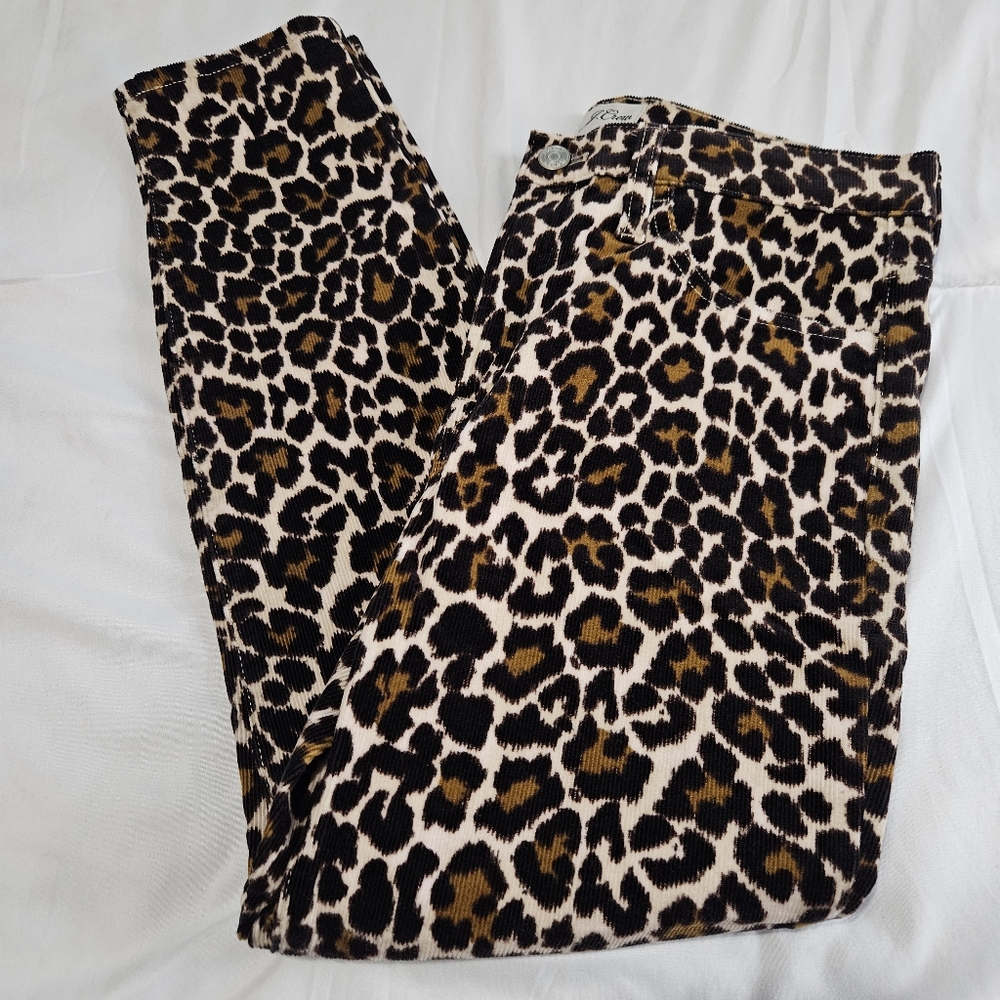 J.Crew Corduroy Leopard 10" Toothpick Pants 27P Re-Imagined EUC